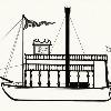 Black & White graphic of the Whalom Lake Steamer paddle boat.  Artwork and contrbuted by Paul L'Ecuyer