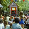 The first Kiddieland puppet shows were introduced in 1980, and an old ticket booth was used as the stage.  Park benches were put in front and drew large crowds.